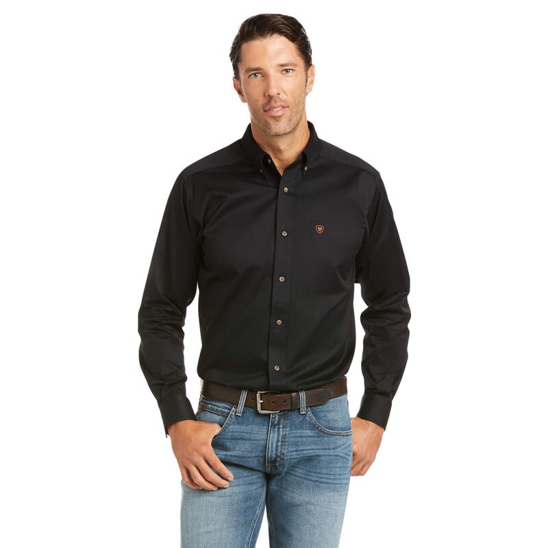 Camisas Ariat Solid Twill Fitted Negras Hombre - Chile 701-KIMLSE